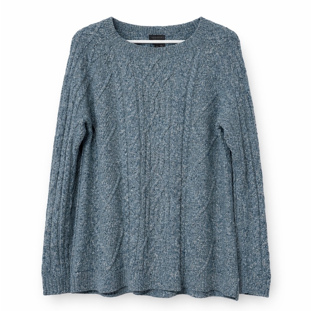 Talbots Blue Marled Cotton Cable Knit Sweater Women’s L